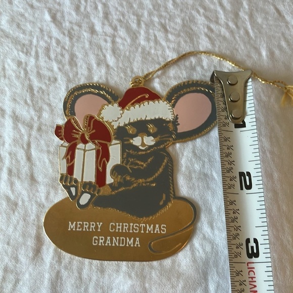 G. Duchin: Vintage 1989 USA Metal Enamel Ornament Mouse- Merry Christmas Grandma - Picture 12 of 12